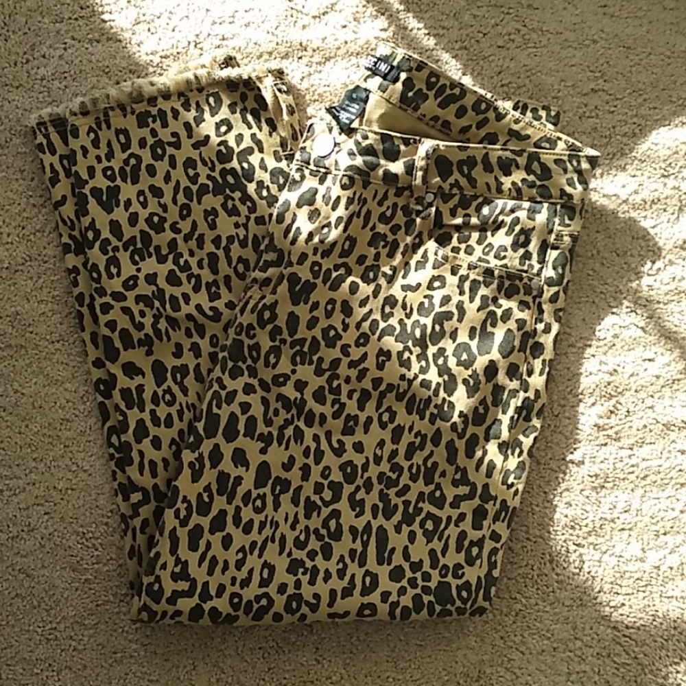 Cheetah/ leopard print fringe jeans size 16